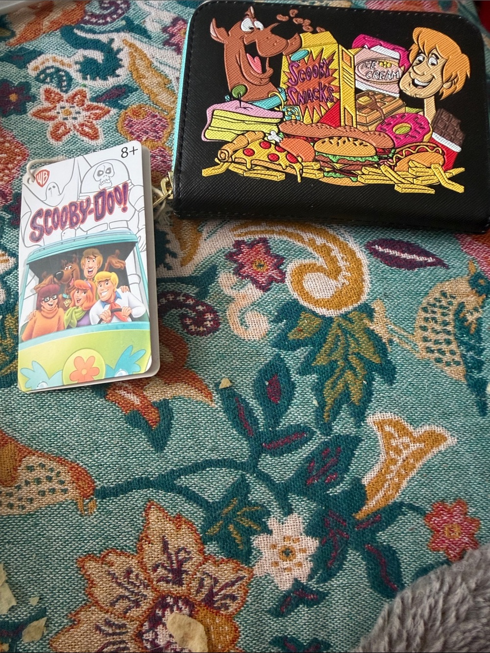 Loungefly Black Scooby-Doo Snack Zip Wallet with Colorful Cartoon Art